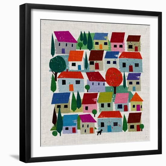 Rudi In The Village, 2021 (mixed media)-Jenny Frean-Framed Giclee Print
