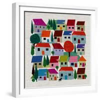 Rudi In The Village, 2021 (mixed media)-Jenny Frean-Framed Giclee Print