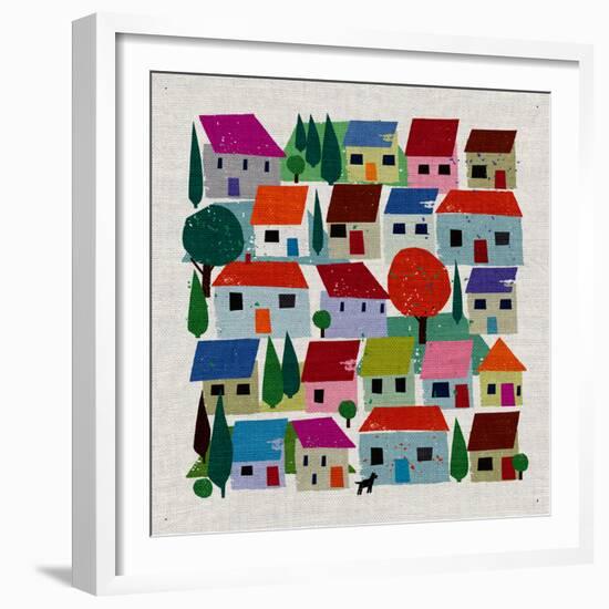 Rudi In The Village, 2021 (mixed media)-Jenny Frean-Framed Giclee Print