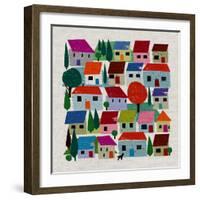 Rudi In The Village, 2021 (mixed media)-Jenny Frean-Framed Giclee Print