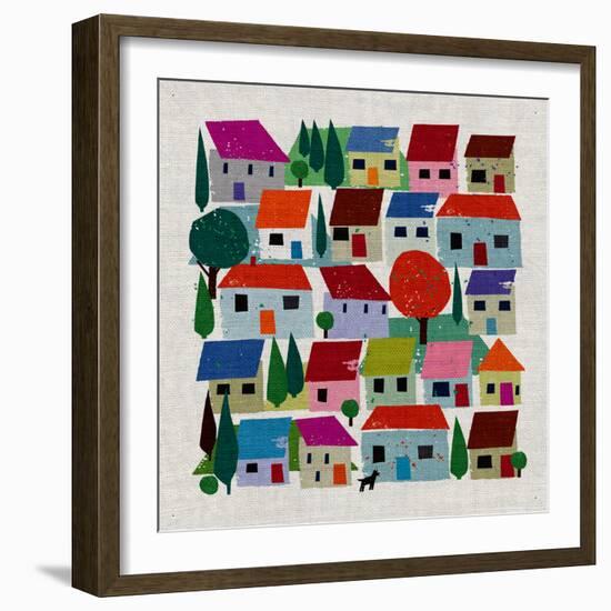 Rudi In The Village, 2021 (mixed media)-Jenny Frean-Framed Giclee Print