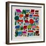 Rudi In The Village, 2021 (mixed media)-Jenny Frean-Framed Giclee Print