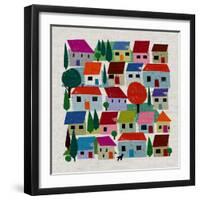 Rudi In The Village, 2021 (mixed media)-Jenny Frean-Framed Giclee Print