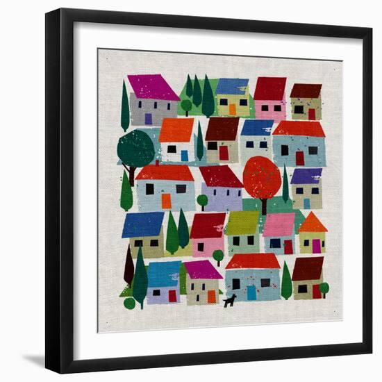 Rudi In The Village, 2021 (mixed media)-Jenny Frean-Framed Giclee Print