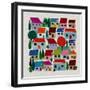 Rudi In The Village, 2021 (mixed media)-Jenny Frean-Framed Giclee Print