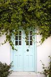 Mint coloured door surrounded by green vegetation on Milos island, Cyclades, Greek Islands, Greece-Rudi Sebastian-Photographic Print