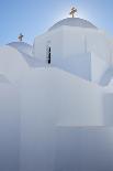 Mint coloured door surrounded by green vegetation on Milos island, Cyclades, Greek Islands, Greece-Rudi Sebastian-Photographic Print