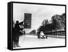 Rudolf Caracciola Driving Mercedes-Benz W25 Streamliner Car, 1934-null-Framed Stretched Canvas