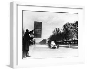 Rudolf Caracciola Driving Mercedes-Benz W25 Streamliner Car, 1934-null-Framed Photographic Print