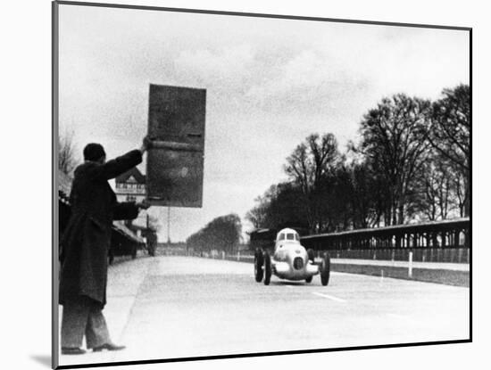 Rudolf Caracciola Driving Mercedes-Benz W25 Streamliner Car, 1934-null-Mounted Photographic Print