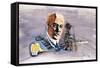 Rudolf Diesel Against Background of Trains, Boats and Docks-Enlish School-Framed Stretched Canvas