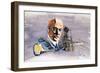 Rudolf Diesel Against Background of Trains, Boats and Docks-Enlish School-Framed Giclee Print