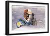 Rudolf Diesel Against Background of Trains, Boats and Docks-Enlish School-Framed Giclee Print