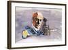 Rudolf Diesel Against Background of Trains, Boats and Docks-Enlish School-Framed Giclee Print