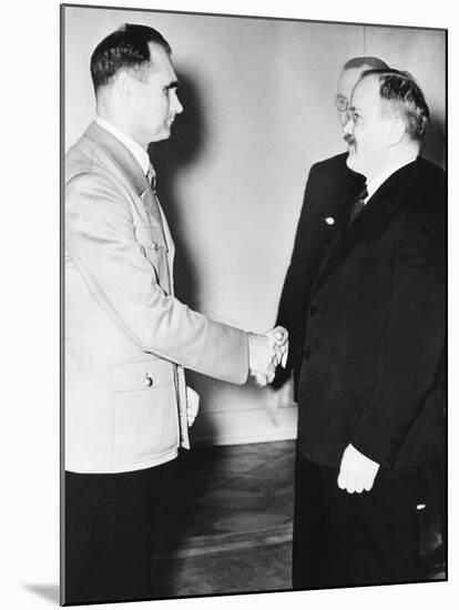 Rudolf Hess (Left) Greeted Russian Premier Vyacheslav Molotov in Berlin on Nov. 12, 1940-null-Mounted Photo