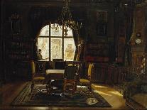 An Interior with a Lady Reading by a Window-Rudolf Konopa-Framed Stretched Canvas