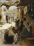 Arabs Conversing in a Village Street-Rudolf Swoboda-Framed Stretched Canvas