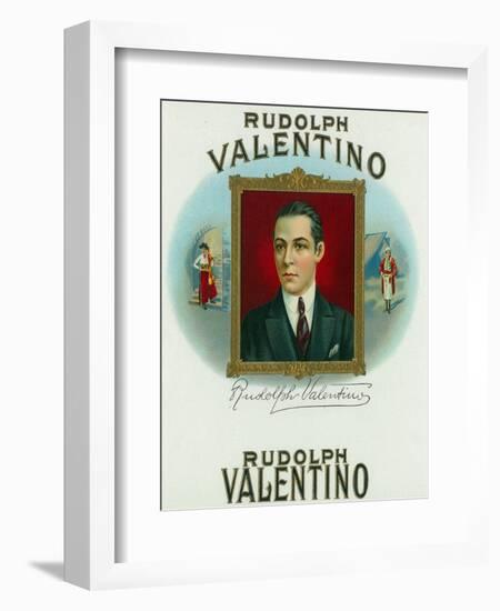 Rudolph Valentino Brand Cigar Outer Box Label-Lantern Press-Framed Art Print