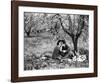 Rudolph Valentino with Alla Nazimova Under Blossom Tree, 1921-null-Framed Art Print