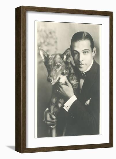 Rudolph Valentino with Dog-null-Framed Art Print