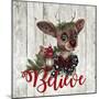 Rudolph - Wood Background-Sheena Pike Art And Illustration-Mounted Giclee Print