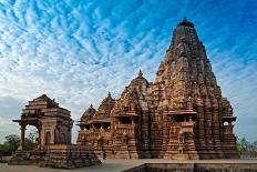 Beautiful Image of Kandariya Mahadeva Temple, Khajuraho, Madhyapradesh, India with Blue Sky and Flu-Rudra Narayan Mitra-Photographic Print