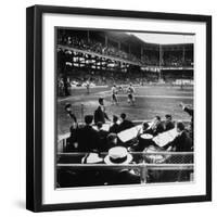 Rudy Friml Jr.'s Hot Jazz Band, Playing at Ebbets Field During Dodgers vs. Cardinals Baseball Game-David Scherman-Framed Premium Photographic Print