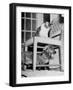 Rudy the Dachshund and Trudy the Cat Engaged in Hide and Seek Or "Pounce on the Dog"-Frank Scherschel-Framed Photographic Print