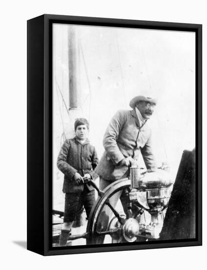 Rudyard Kipling and His Son John on the Yacht 'Bantam', c.1910-English Photographer-Framed Stretched Canvas