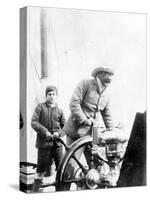 Rudyard Kipling and His Son John on the Yacht 'Bantam', c.1910-English Photographer-Stretched Canvas