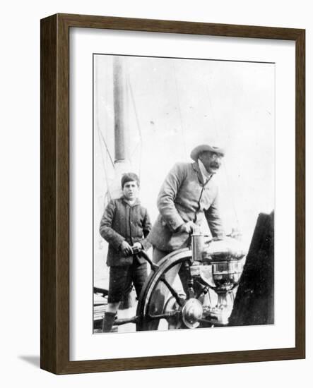 Rudyard Kipling and His Son John on the Yacht 'Bantam', c.1910-English Photographer-Framed Photographic Print