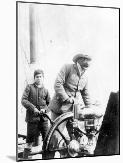 Rudyard Kipling and His Son John on the Yacht 'Bantam', c.1910-English Photographer-Mounted Photographic Print