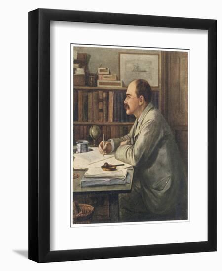 Rudyard Kipling English Writer Working at His Desk-Edward Burne-Jones-Framed Art Print