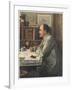 Rudyard Kipling English Writer Working at His Desk-Edward Burne-Jones-Framed Art Print