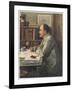 Rudyard Kipling English Writer Working at His Desk-Edward Burne-Jones-Framed Art Print