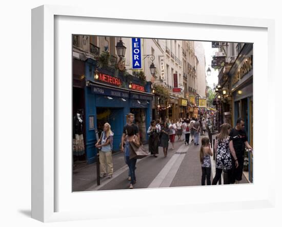 Rue De La Huchette, Quartier Latin, Paris, France, Europe-Pitamitz Sergio-Framed Photographic Print