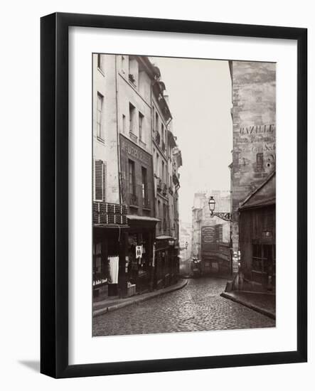 Rue De La Montagne-Sainte-Geneviève Near the Intersection of Rue Laplace, 1865-69-Charles Marville-Framed Photographic Print