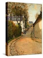 Rue De La Princesse, Louveciennes, Looking North, C.1873 (Oil on Canvas)-Alfred Sisley-Stretched Canvas