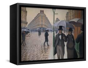 Rue de Paris; temps de pluie-A Paris street; rain. 1877, Oil on canvas, 212,2 x 276,2 cm.-Gustave Caillebotte-Framed Stretched Canvas