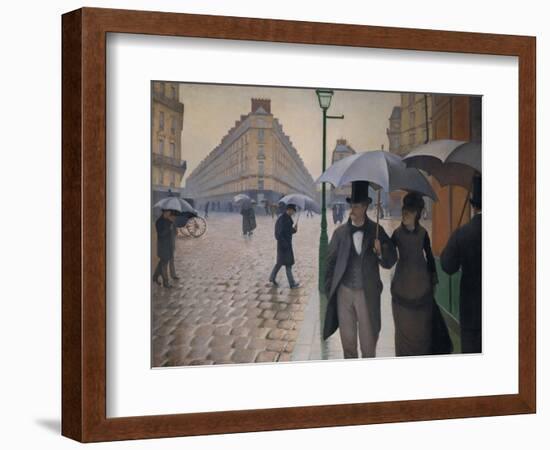 Rue de Paris; temps de pluie-A Paris street; rain. 1877, Oil on canvas, 212,2 x 276,2 cm.-Gustave Caillebotte-Framed Giclee Print