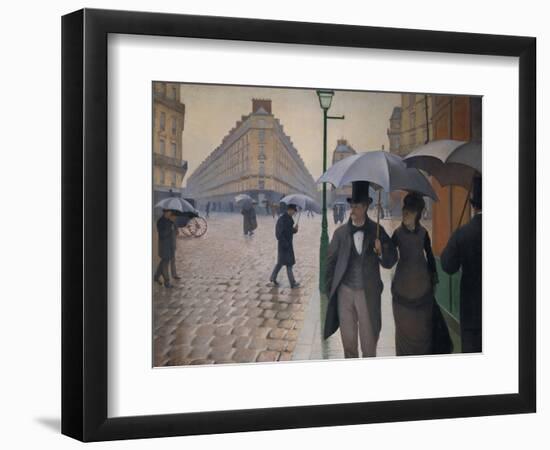 Rue de Paris; temps de pluie-A Paris street; rain. 1877, Oil on canvas, 212,2 x 276,2 cm.-Gustave Caillebotte-Framed Giclee Print