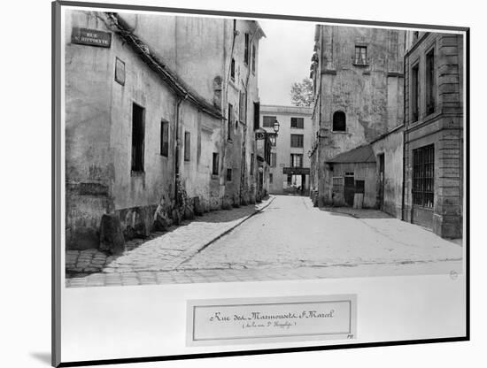 Rue Des Marmousets Saint-Marcel, from Rue Saint-Hippolyte, Paris, 1858-78-Charles Marville-Mounted Giclee Print