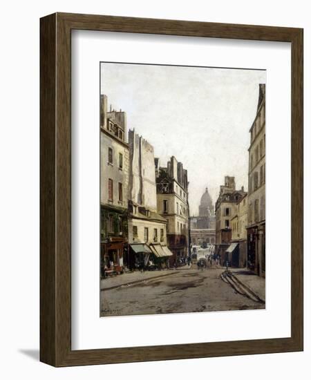 Rue du Haut-Pavé (vue sur l'ancien marché des Carmes depuis la place Maubert et le Panthéon)-Emmanuel Lansyer-Framed Giclee Print