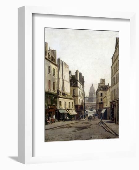 Rue du Haut-Pavé (vue sur l'ancien marché des Carmes depuis la place Maubert et le Panthéon)-Emmanuel Lansyer-Framed Giclee Print