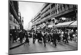 Rue Lafayette at Shopping Time, Paris, 1931-Ernest Flammarion-Mounted Giclee Print