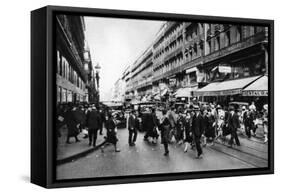 Rue Lafayette at Shopping Time, Paris, 1931-Ernest Flammarion-Framed Stretched Canvas