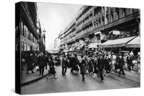 Rue Lafayette at Shopping Time, Paris, 1931-Ernest Flammarion-Stretched Canvas