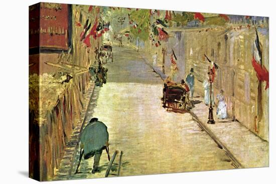 Rue Mosnier with Flags-Edouard Manet-Stretched Canvas