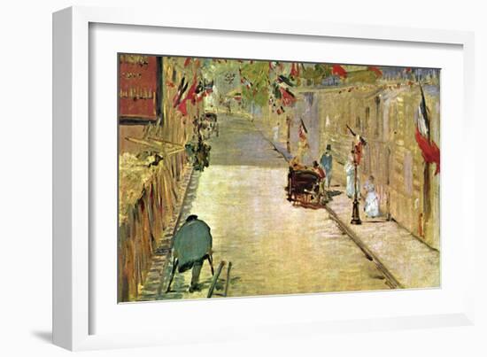 Rue Mosnier with Flags-Edouard Manet-Framed Art Print