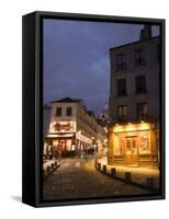 Rue Norvins and Basilique du Sacre Coeur, Place du Tertre, Montmartre, Paris, France-Walter Bibikow-Framed Stretched Canvas